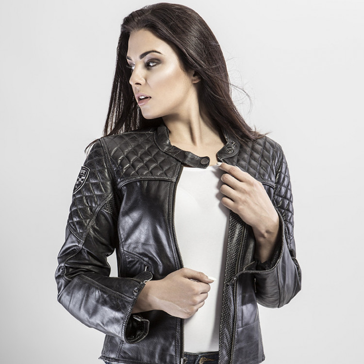 4SR dámska kožená moto bunda Scrambler Lady Petroleum