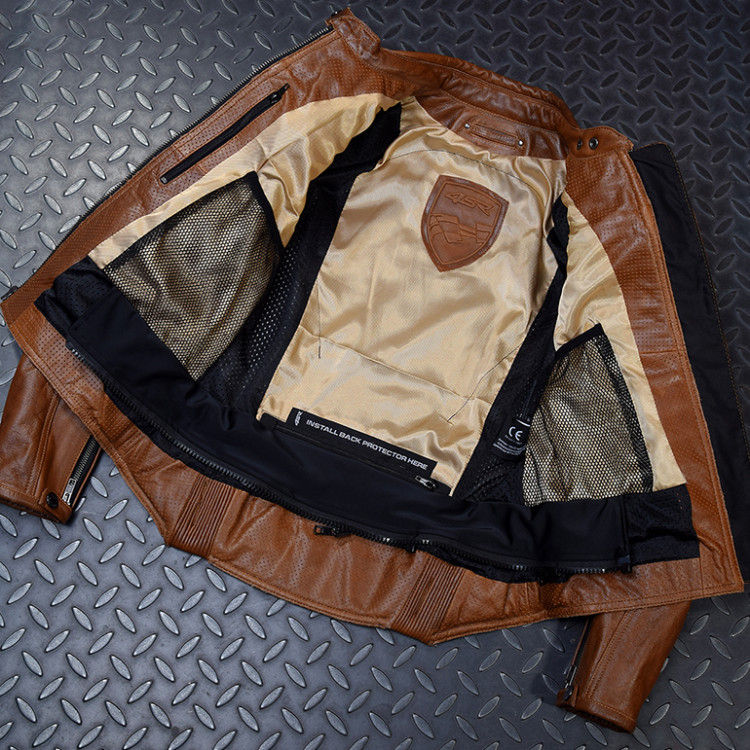 4SR luxusní dámská bunda Scrambler Lady Cognac bunda z vnútra