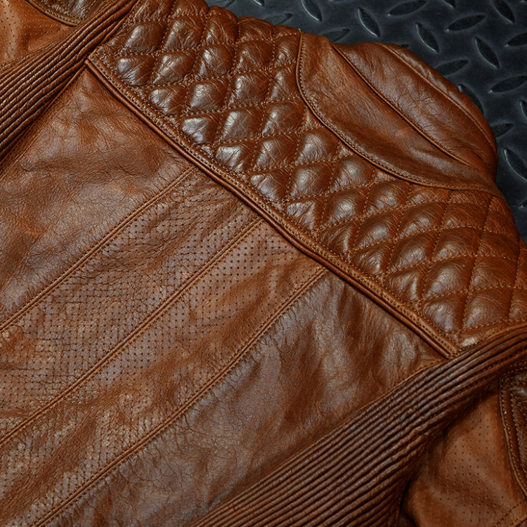 4SR luxusní dámská bunda Scrambler Lady Cognac  bunda zo zadu chrbát
