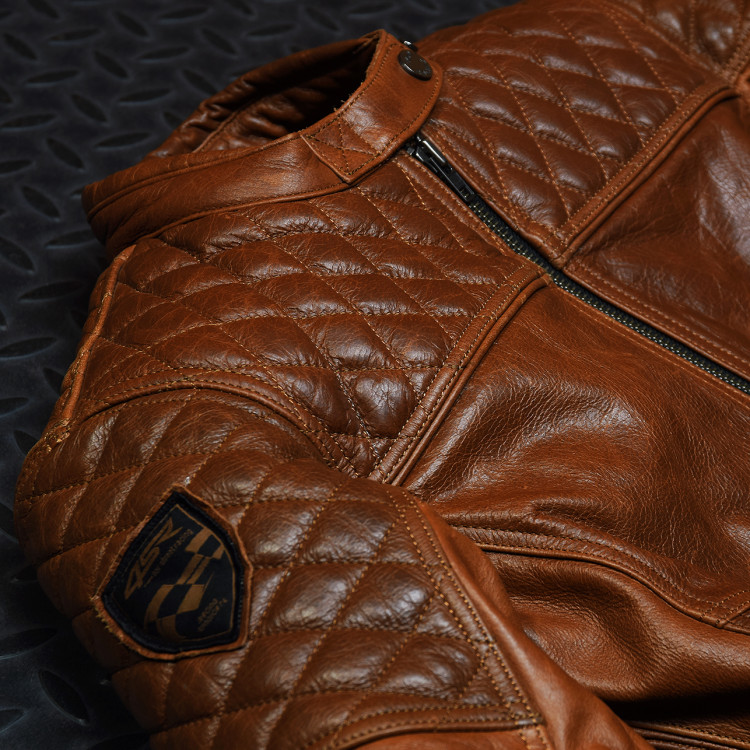 4SR luxusní dámská bunda Scrambler Lady Cognac bunda z predu hrudník
