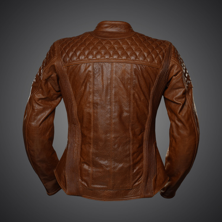 4SR luxusní dámská bunda Scrambler Lady Cognac bunda zo zadu