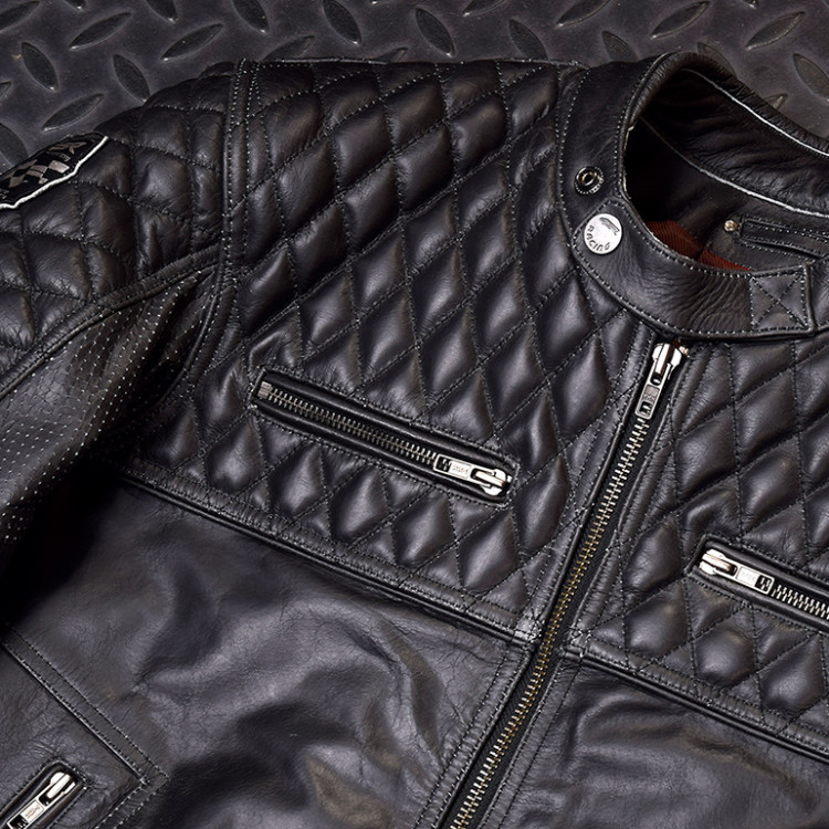 4SR luxusní pánská bunda Scrambler Petroleum detail bundy hrudník 