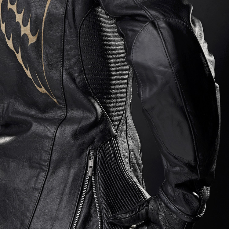 4SR luxusní dámská bunda na motorku Angel Wings detail na bočný zips 