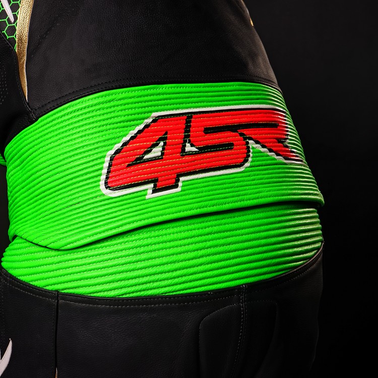 4SR RR Evo III Monster Green AR dvojdielna kombinéza na motorku chrbát