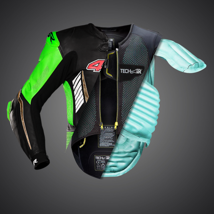 4SR RR Evo III Monster Green AR dvojdielna kombinéza na motorku airbag vesta