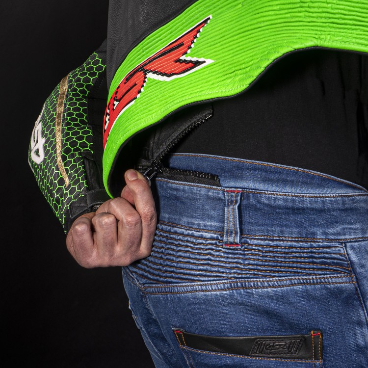 4SR RR Evo III Monster Green AR dvojdielna kombinéza na motorku profil