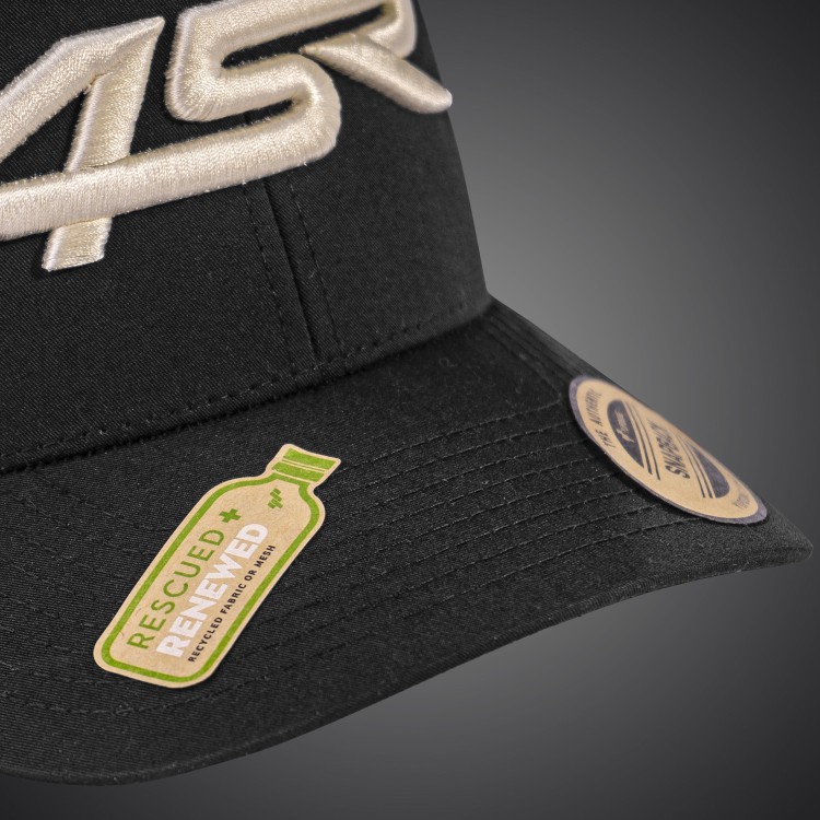 4SR Royal Black Snapback Cap s 3D výšivkou 4