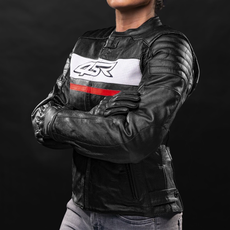 4SR kožená bunda Roadster Lady III – Red profil z boku 