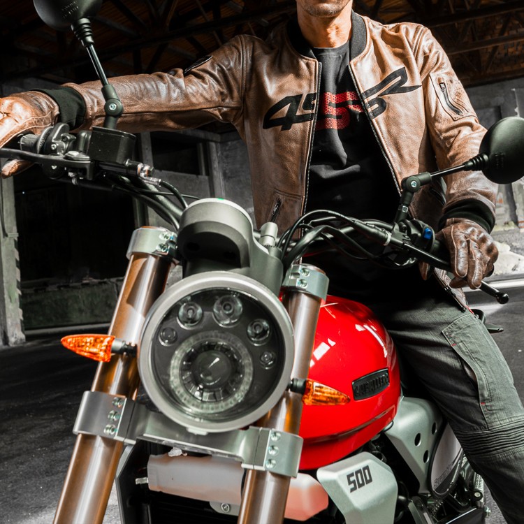 4SR kožená motobunda Bomber Jacket Brown Patina