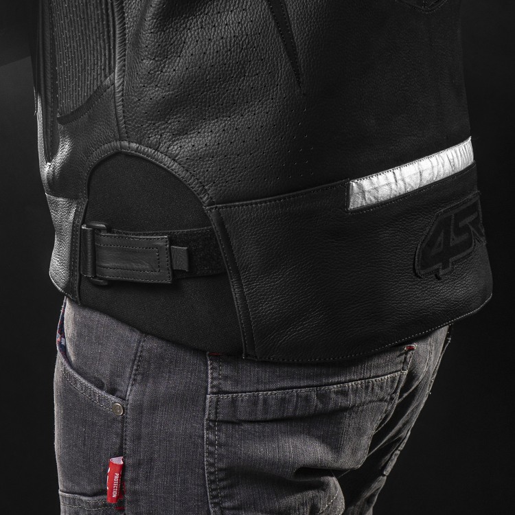 4SR kožená športová motocyklová bunda Club Sport Black Series AR pás