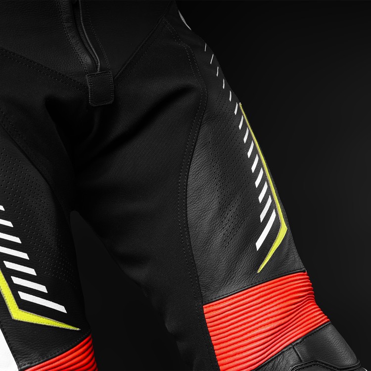 4SR kožené nohavice na motorku so slidermi TR3 Evo Neon