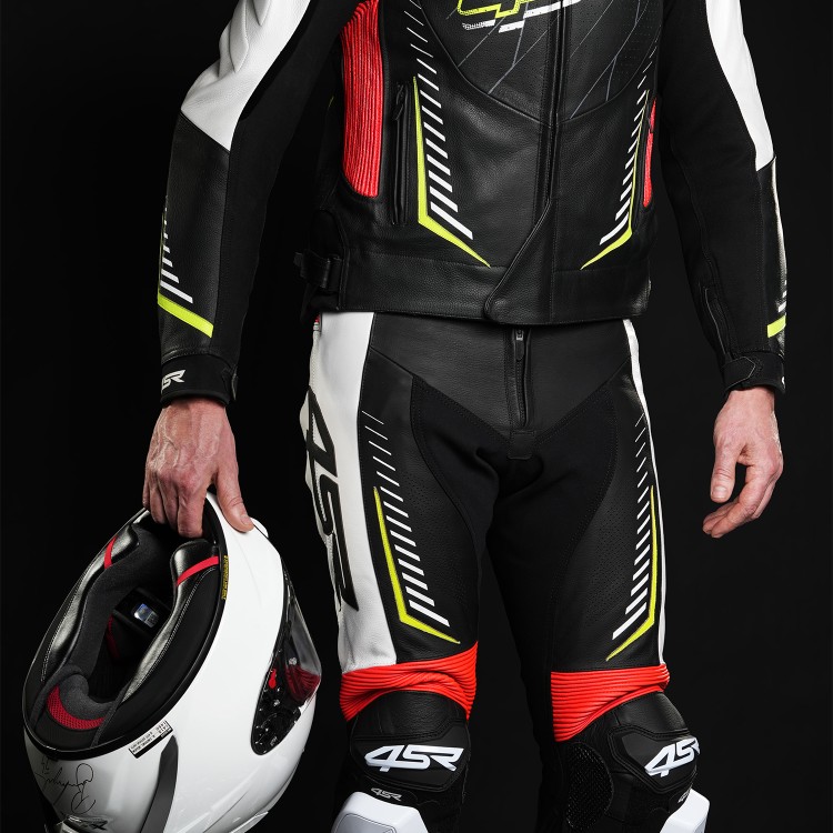 4SR kožené nohavice na motorku so slidermi TR3 Evo Neon