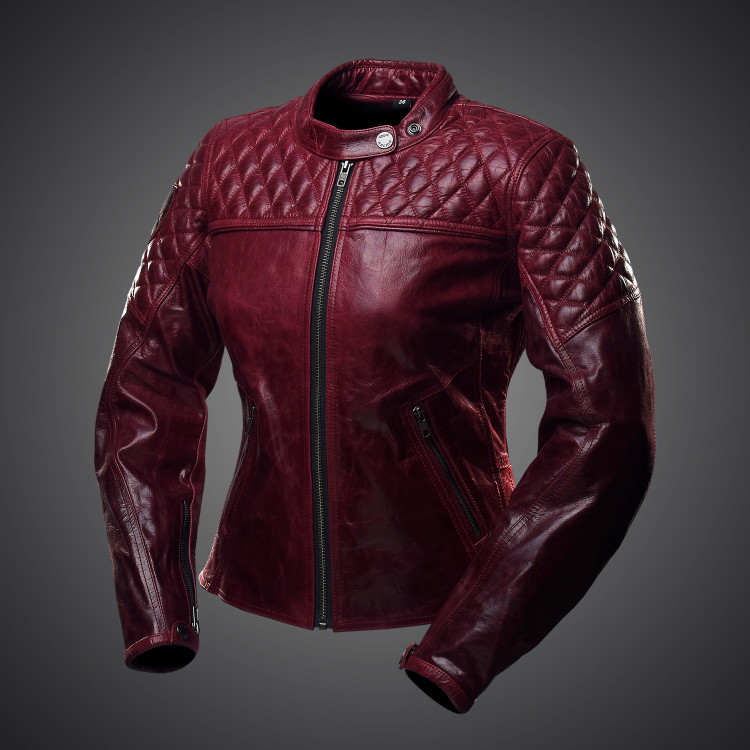4SR luxusní dámská bunda a motorku Scrambler Lady Wine z predu 