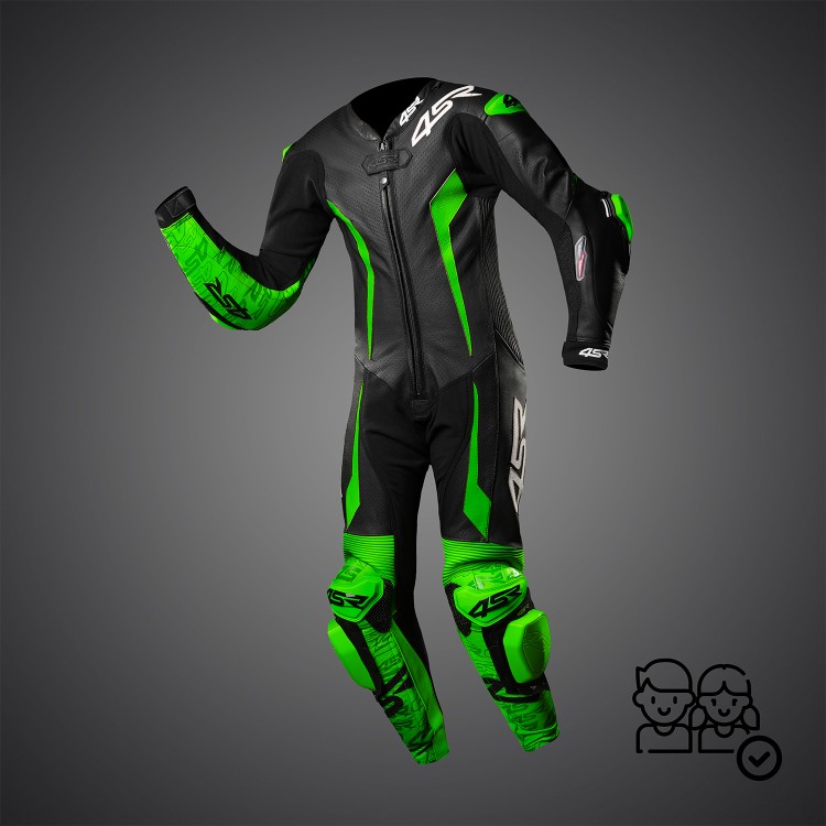 4SR detská jednodielna kombinéza Racing Junior Green AR
