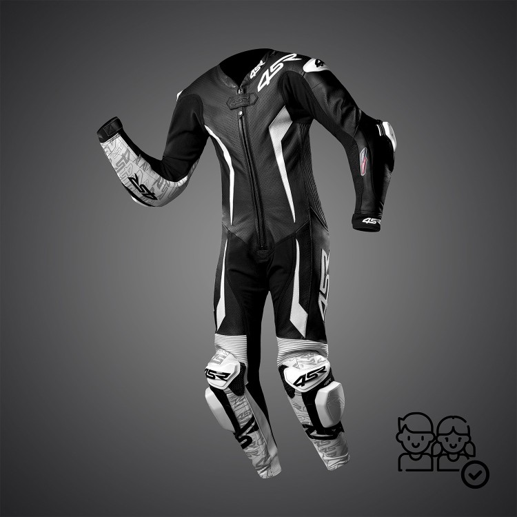 4SR detská jednodielna kombinéza Racing Junior White AR